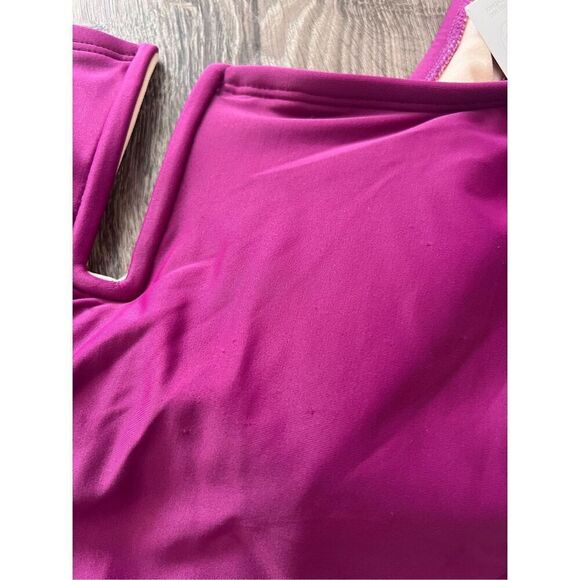 Shade & Shore WOMEN’S CAP SLEEVE ONE PIECE SWIMSUIT, PURPLE size Large - Picture 7 of 11